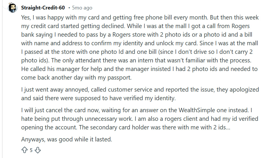 Reddit user has customer service issues with Rogers.